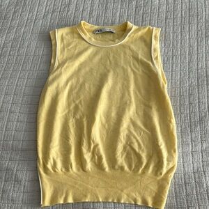 Zara Soft Yellow Sleeveless Tee